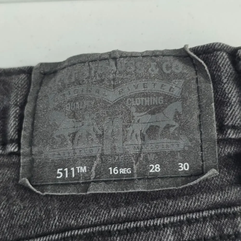 Levis 511 slim fit jeans size‎ 16 reg black 28x30 boys 6910